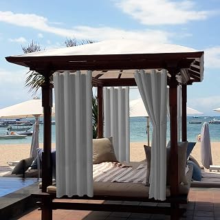 ele ELEOPTION Outdoorgordijnen, waterafstotend, uv-bescherming, ingestanste ringen, winddicht, ondoorzichtig, voor binnen en buiten, voor tuin, binnenplaats, balkon, 1 stuks, 132 x 240 cm