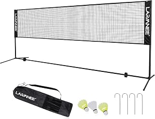 LARMNEE Badmintonnet, tennisnet, draagbaar sportnet, inklapbaar badmintonnet, verstelbaar op drie niveaus, trainingsset voor buiten, inclusief net