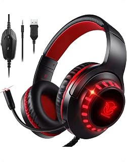 Pacrate Gaming Headset voor PS4 PC 3.5 mm Hoofdtelefoon met Microfoon Over Ear Noise Cancelling LED licht Compatibel met PS4 Xbox One PC Nintendo Switch Laptop Mac
