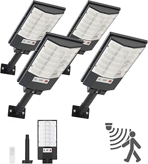 VEVOR Vloerlamp op zonne-energie voor buiten, 500 W, led-spot op zonne-energie, 50.000 lm, voor tuin, binnenplaats, garage, met bewegingsmelder en afstandsbediening, verlichting van de schemering bij