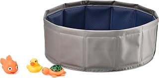 Dehner Lieblingsinge Water Games Kattenzwembad, diameter 30 cm, hoogte 10 cm, kunststof, grijs/blauw