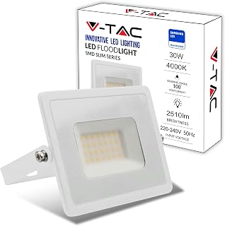 V-TAC Led-spot voor buiten, 30 W, wit, 2510 lumen, IP65, led-buitenspot van aluminium, voor huis, tuin, binnenplaats, park, garage, waterdicht, neutraal wit licht, 4000 K
