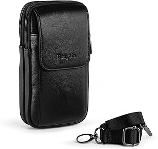 Heren Heuptas, Echt Lederen Riemzak, Crossbody Heup Smartphone Bum Tas, Kleine Reiskaart Geldbeurs, Mobiele Telefoon Schouderband Zak, Werk Riemclip Messenger Handtas