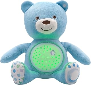Chicco - First Dreams Teddybeer - Zachte Pluchen Knuffel met Nachtlampje - Lichteffecten en Muziek - Vanaf 0+ Maanden - Blauw