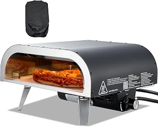 VEVOR Draagbare pizzaoven voor buiten, gasoven, 30,5 cm, propaanoven met inklapbare poten voor camping, buiten, met sproeiapparaat van ijzer, voor terras en tuin, zwart