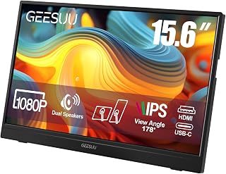 15.6 Inch Portable Monitor, 60Hz 1080p FHD IPS 90° Rotating Stand, Screens Extender for Laptop/PC/Mac/Xbox, External Gaming Display with HDMI/Usb-C/Type-C Port
