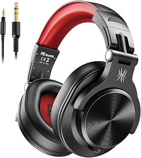 OneOdio Hoofdtelefoon over-ear, DJ-hoofdtelefoon met kabel, professioneel gesloten studio, hifi-hoofdtelefoon met Share Port voor e-drum, piano, gitaar, AMP opname-monitoring - Rood
