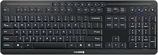 CHERRY STREAM KEYBOARD ULTIMATE, Draadloos Toetsenbord voor Maximaal 4 Apparaten, US Indeling (QWERTY), Bluetooth, 2,4 GHz & Kabel, Met Verlichting, Zwart
