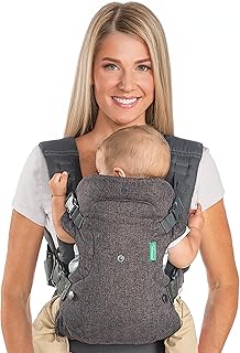 Infantino Flip Advanced 4-in-1 draagzak - Ergonomische draagzak met 4 draagposities - voor baby's en peuters 3,6-14,5 kg - grijs | Verstelbare pasvorm, verbeterde lendensteun, ergonomisch handsfree ouderschap, registercadeau, voor pasgeborenen en peuters