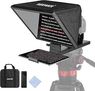 NEEWER BASICS X16B Aluminium hefbare tele-prompter, 16 inch voor iPad, tablet, telefoon, DSLR-camera, afstandsbediening en app-bediening, compatibel met iOS Android, Pro, voor online onderwijs, live