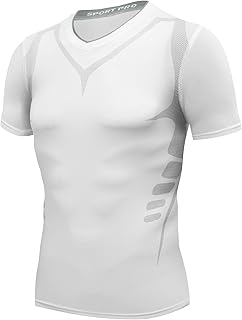 AMZSPORT Sportief compressieshirt voor heren, T-shirt met korte mouwen, sneldrogend, basislaag voor hardlopen