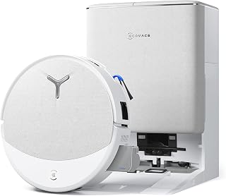 ECOVACS DEEBOT T90 PRO OMNI Robotstofzuiger en -mop, 30.000Pa, PowerBoost-opladen, OZMO ROLLER 3.0 met TruEdge 3.0, Automatische reinigingsmiddeldosering, AGENT YIKO AI, Wit