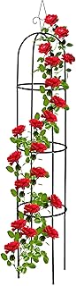 Relaxdays plantensteun klimplanten, 200 cm hoog, metaal, met 3 ringen, vrijstaande klimplantensteun buiten, zwart