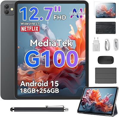 Blackview Link8 Tablet 13 inch, tablet met touchscreen Android 15 met pen, G100 90 Hz gaming-tablet met toetsenbord, 18 GB RAM + 256 GB ROM, 2K FHD/Gemini AI/8400 mAh/Widevine L1/Faciale ID/16 MP + 13