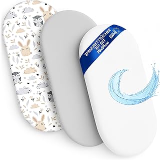 Hoeslaken Kinderwagen Baby Hoeslakenset Set van 3: 35x75 cm - 2x lakenset + 1x waterdichte matrasbeschermer - Babybed Accessoires voor Kinderbedje Aanschuifbed Wiegje 35 x 73