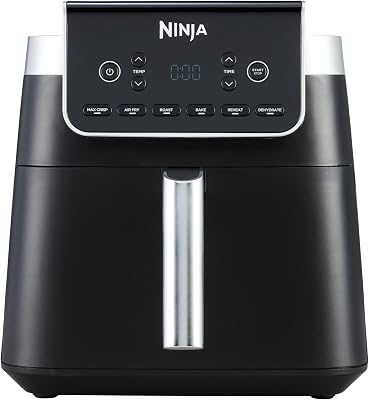 Ninja Air Fryer MAX PRO, 6,2 liter, zonder Olie, Grote Vierkante Enkele Lade, Roosteren, Bakken, Familieformaat, Koken Vanuit Bevroren, Anti-aanbaklaag, Vaatwasmachinebestendige mand en plaat AF180EU