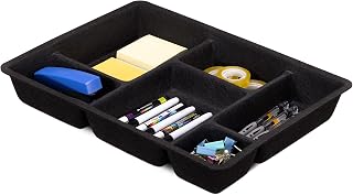 Navaris lade organizer van vilt - Ladeverdeler voor sieraden, kantoorartikelen of cosmetica - 6 vakken - 41 x 31 x 6,5 cm - Zwart