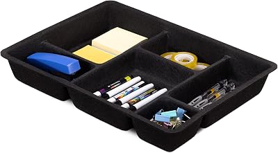 Navaris lade organizer van vilt - Ladeverdeler voor sieraden, kantoorartikelen of cosmetica - 6 vakken - 41 x 31 x 6,5 cm - Zwart