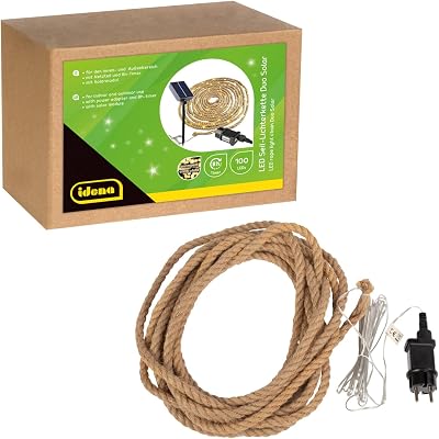 Idena 30520 - LED sprookjesachtig koord met 100 LED's in warm wit, voor buiten & binnen, ca. 9 m lang, met adapter voor zonne-energie of lichtnet, timerfunctie van 8 uur, decoratie voor huis & tuin