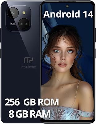 Beperkte slanke en elegante smartphone NFC-functie zonder abonnement, myPhone N23 Plus 5G Midnight Blue + batterij 5000 mAh camera 50 mpx, FHD+ display 256 GB, tot 16 GB RAM Android 14. 6'78 inch