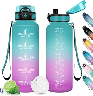 1,5 l waterfles 1,5 l motiverende tijdweergave, filterfles, herbruikbaar, lekvrij, voor sport, sportschool, school, kantoor, yoga