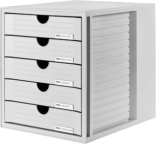 Han 1450-11 Ladekast, Voor Documenten Tot Din C4, Met 5 Gesloten Laden, Lichtgrijs, 33 x 27,5 x 32 cm