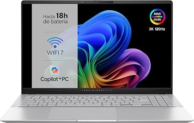 ASUS Vivobook S 15 OLED S5507QA-MA012W Copilot+ PC – laptop 15,6 inch breed Quad HD+ 120 Hz (Qualcomm Snapdragon X1P42100-16 GB RAM 512 GB SSD Adreno GPU Windows 11 Home) koud zilver