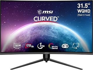 MSI G32CQ5P 31,5 inch WQHD Curved Gaming Monitor VA 1500R 2560x1440, 170Hz/1ms, Adaptive Sync, 3-assig verstelbaar, DP 1.2a, HDMI 2.0b CEC