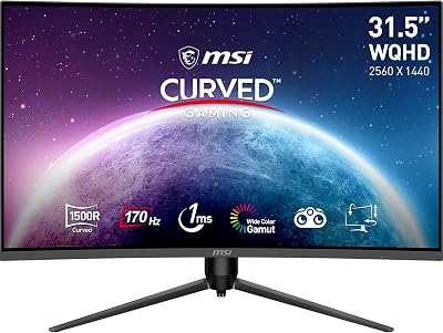 MSI G32CQ5P 31,5 inch WQHD Curved Gaming Monitor VA 1500R 2560x1440, 170Hz/1ms, Adaptive Sync, 3-assig verstelbaar, DP 1.2a, HDMI 2.0b CEC