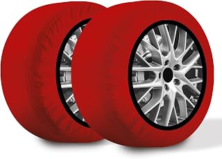 R.Evolution Calze da Neve Omologate Italia RRR, 2 Calze, Taglia XL, Rosso, Catene da Neve Tessili per R14 - R21 (Misure per Pneumatici Dettagliate all'Interno)