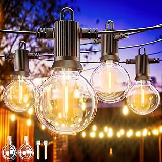 ZOTOYI 30 Meters LED Lichtketting Buiten, G40 Globe Lichtketting Gloeilamp Buiten Waterdicht IP65, 40+2 Onbreekbaar Plastic Ledlampen, Dimbare voor Binnen en Buiten, Kerstmis, bruiloft, feest