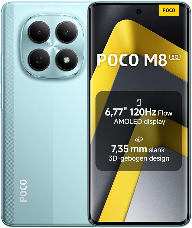 XIAOMI POCO M8 Smartphone 8+512GB Green 120Hz FIoW AMOLED Display - outlet/retourdeal