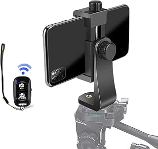 Statiefbevestiging voor iPhone, Gsm-houder Klemadapter met Bluetoot Remote 360 Swivel voor 3,5 inch tot 6,7 inch Alle smartphones, iPhone 12 Pro 11 10, Galaxy S21 20 Note 20