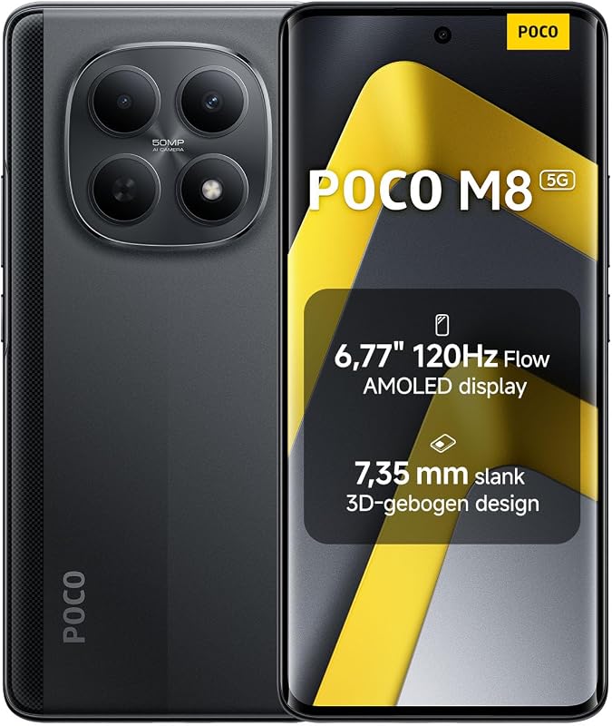 XIAOMI POCO M8 Smartphone 8+256GB Black 6.77" 120Hz FIoW AMOLED - outlet/retourdeal