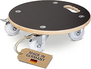 WAGNER Plantentrolley MAXIGRIP Ø 38 x 11 cm I Containertrolley voor binnen + buiten I FSC -gecertificeerd transporthulp hout met 2 remmen I Laadvermogen 250 kg I Made in Germany - 20110701