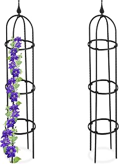 Relaxdays plantensteun klimplanten, set van cm, 100 cm hoog, metaal, kunststof, tuin, klimplantensteun buiten, zwart