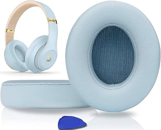 SoloWIT® Oorkussens Vervanging voor Beats Studio 3 & Studio 2 Draadloze Bedrade Over-ear Koptelefoon met Zacht Eiwit Leer/Sterke Plakband
