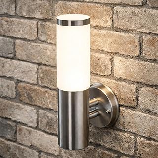 CGC Lighting Buitenwandlamp van roestvrij staal, kleur zilver, voor buiten, tuin en veranda