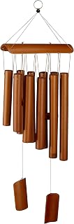Relaxdays windgong bamboe, aangenaam geluid, balkon & tuin, windspel om op te hangen, HxB: 58,5 x 18,5 cm, natuur