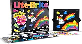 Lite Brite Basic Fun 2215 Lite-Brite Ultimate Classic, lichtgevend tekentafel, LED-tekenbord met kleuren, oplichtend speelgoed voor creatief spel, Glow Art tekentafel met neoneffect, lichtspeelgoed voor kinderen vanaf 4 jaar