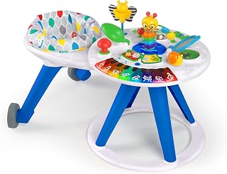 Baby Einstein 11311 Growing Curiosity 4-in-1, Speeltafel En Loopstoeltje, In Hoogte Verstelbaar, Met Muziek, Afneembaar Speelstation, 15 Speelgoed, Meerkleurig, 86.51 x 51.99 x 58.98 cm
