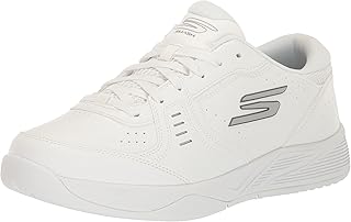 Skechers Viper Court Smash Sportschoenen voor heren, voor binnen en buiten, ontspannen pasvorm, Witte weelderige tuin, 43 EU X-Breed