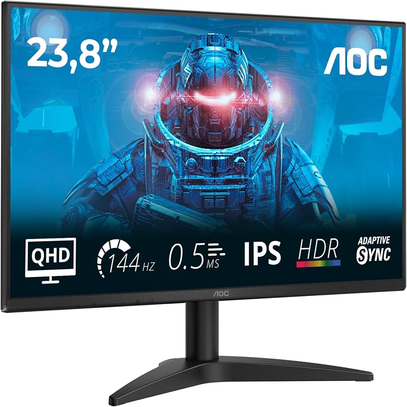 AOC Q24B36X Monitor 23,8 inch WQHD 144Hz, IPS-paneel, MPRT 0,5ms, Adaptive Sync, HDR10, (2560 x 1440 HDMI 1 x 2.0 DP 1.4) zwart