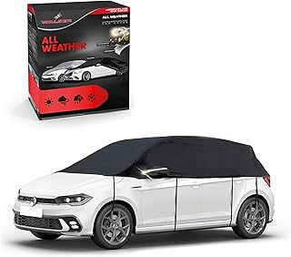 WALSER Dekzeil voor auto, waterdicht voor alle weersomstandigheden, 100% weerbestendig, autozeil, outdoor, autozeil, halve garage, maat 1, zwart