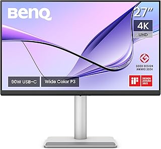 BenQ MA270U 27” 4K 3840 x 2160 monitor voor MacBook Pro/Air, dual USB-C, 90W voeding, Mac Color Match, USB-hub, Mac helderheids- & volumecontrole, hoogte & kantelhoek verstelbare voet, P3-kleurgamma