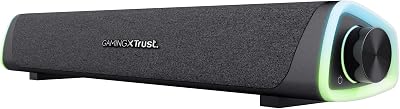 Trust Gaming GXT 620 Axon Soundbar met RGB-verlichting 12W, USB-voeding, 3.5mm AUX, PC-luidspreker voor Computer, Laptop, Smartphone, Tablet, TV - Zwart