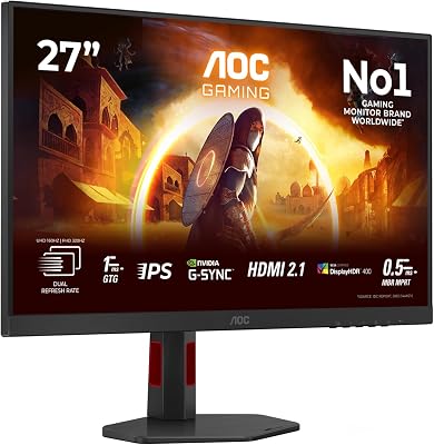 AOC Gaming U27G4R – 27 inch 4K Ultra HD-monitor, 160 Hz in UHD of 320 Hz in FHD, Dual Frame, 1 ms, compatibel met G-Sync, HDR400 (3840 x 2160, 2 x HDMI 2.1, 1 x DisplayPort 1.4, USB-hub)