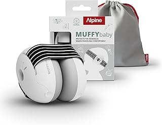 Alpine Muffy gehoorbeschermers voor baby's, gehoorbescherming voor baby's en peuters tot 48 maanden, geluidsbescherming voorkomt gehoorschade, comfortabele pasvorm, Zwart