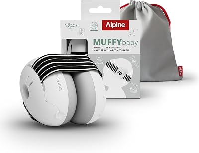 Alpine Muffy gehoorbeschermers voor baby's, gehoorbescherming voor baby's en peuters tot 48 maanden, geluidsbescherming voorkomt gehoorschade, comfortabele pasvorm, Zwart