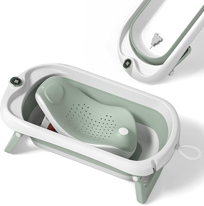 Opvouwbaar babybad met badstoel en geïntegreerde thermometer - outlet/retourdeal
